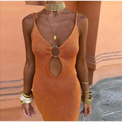 Levoire | Ouvert Démodé V-Decoupe Robes Maxi Lâches Sans Manches Fente Haute