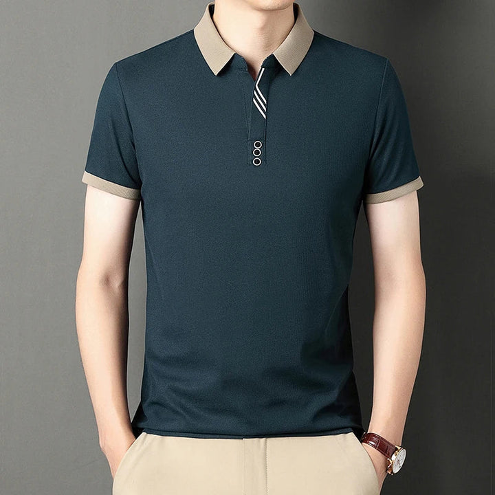 Levoire | Polo Moderne Stylé Pour Hommes Avec Col En V Bleu marine
