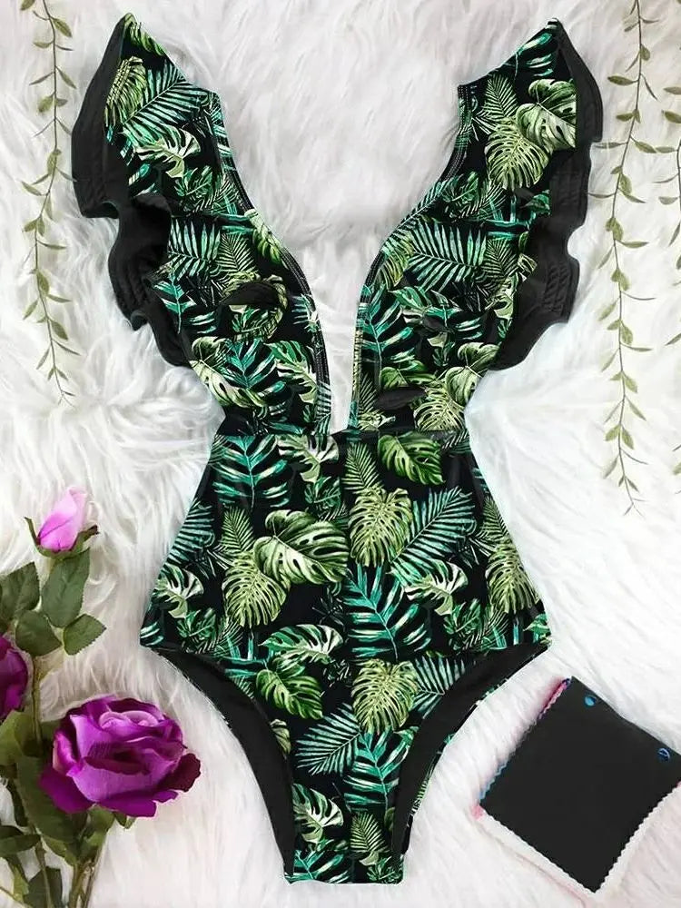 Levoire | Maillot Une Pièce Volanté Floral Violet