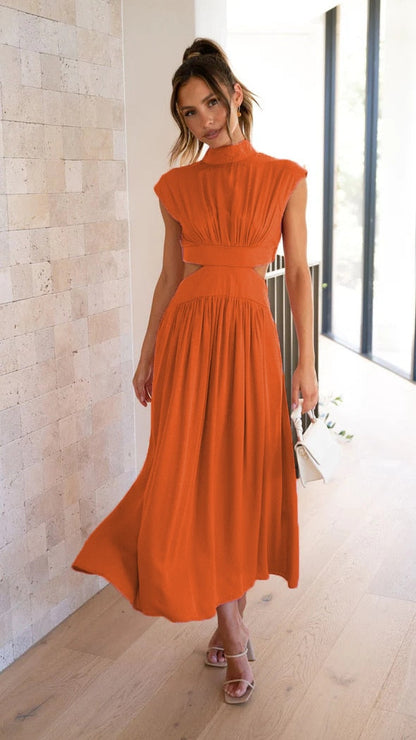 Levoire | Robe Midi Plissée Pour Femmes Orange