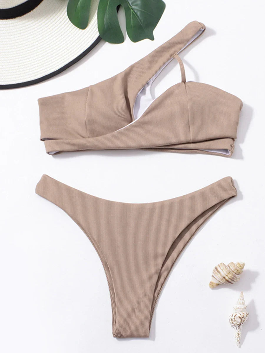Levoire | Deux Pièces Maillot De Bain Asymétrique Braun