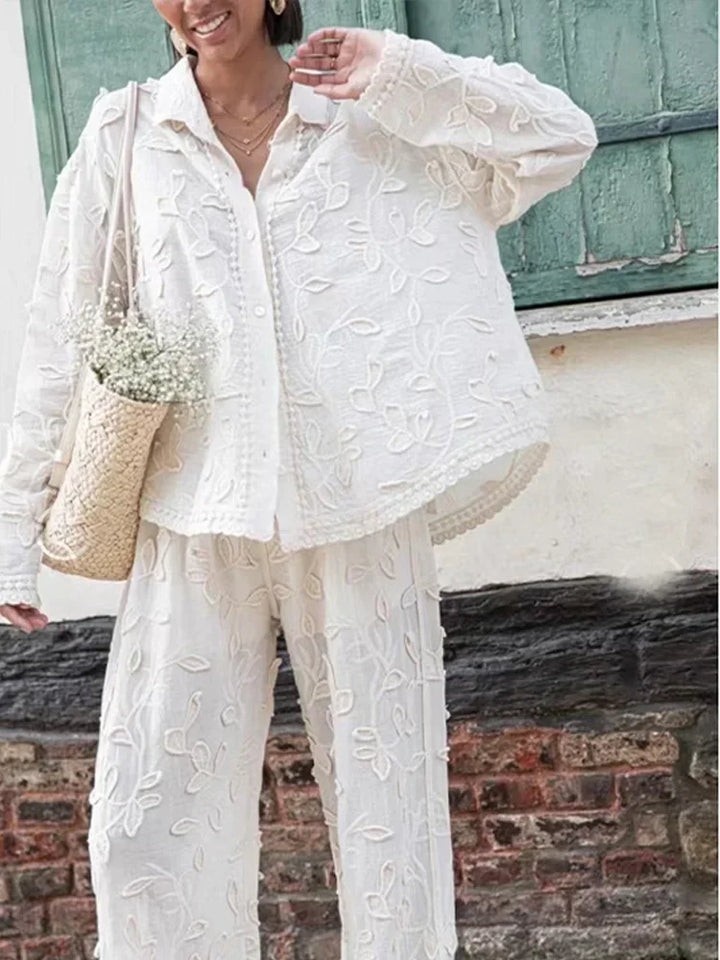 Levoire | Ensemble Pantalon Avec Broderie Et Blouse À Manches Longues