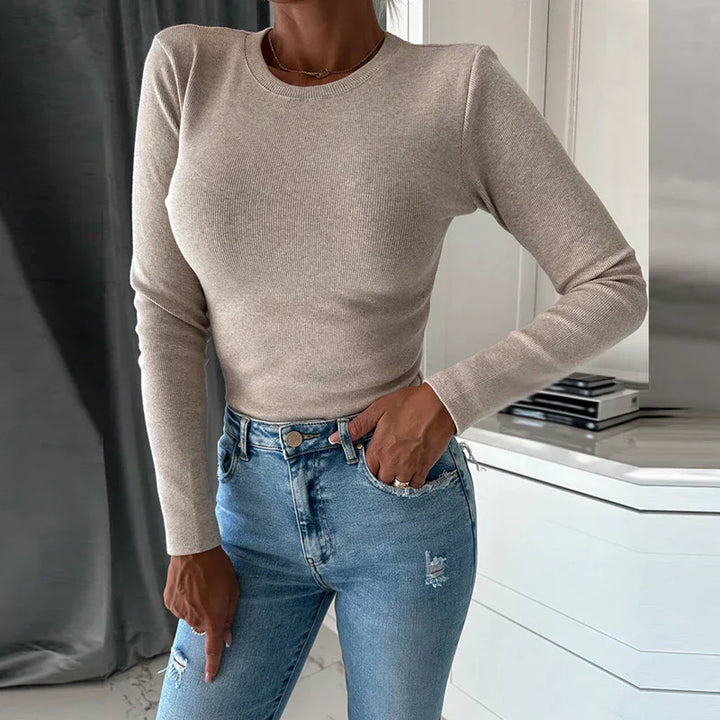Levoire | Sweatshirt À Manches Longues Avec Col Rond Et Coupe Slim Abricot