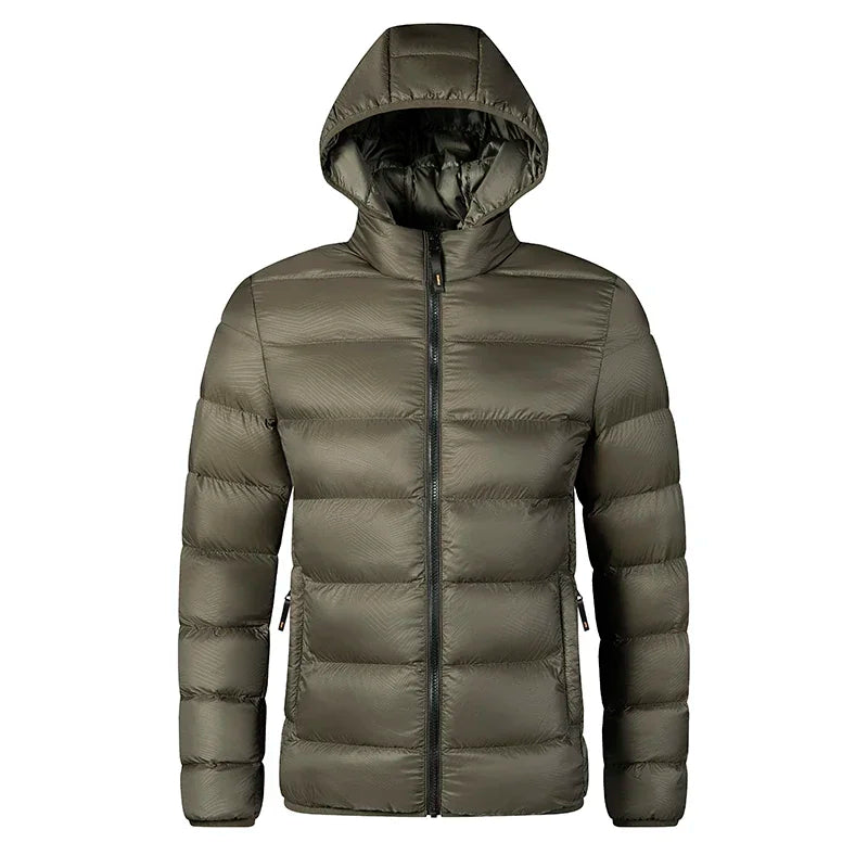 Levoire | Veste Matelassée Décontractée Avec Capuche Amovible Pour Hommes Oliv