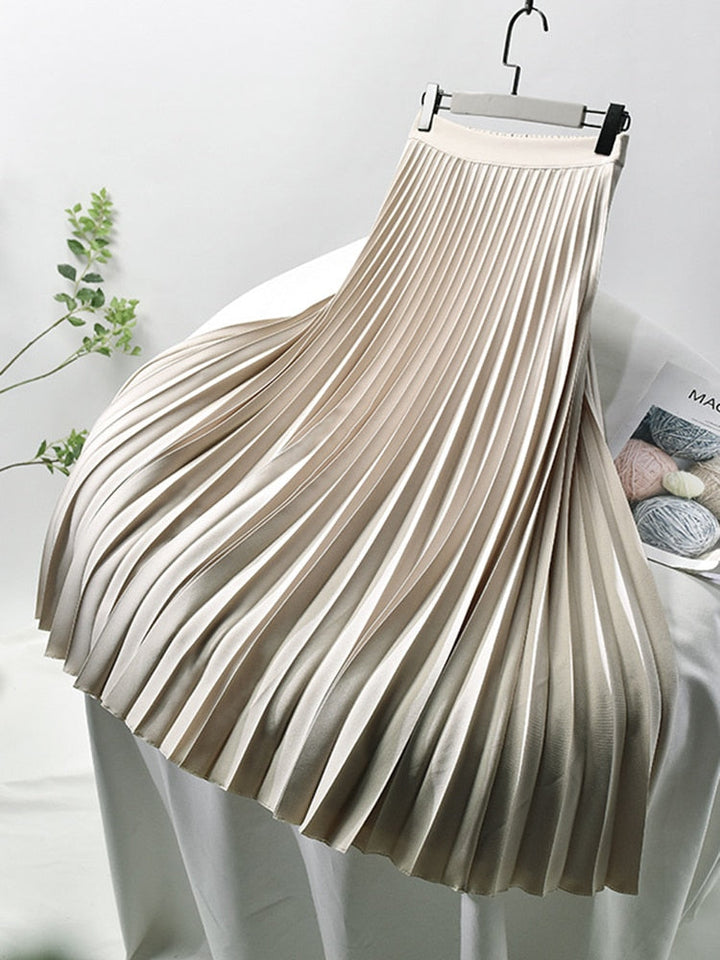 Levoire | Jupe Plissée Élégante Taille Haute Beige