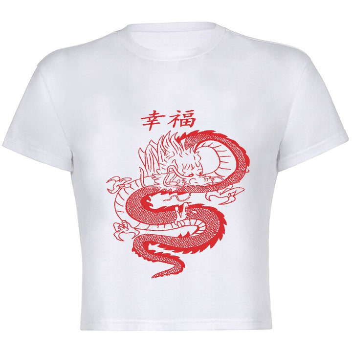 Levoire | Crop Top T-Shirt Avec Design De Dragons Rétro