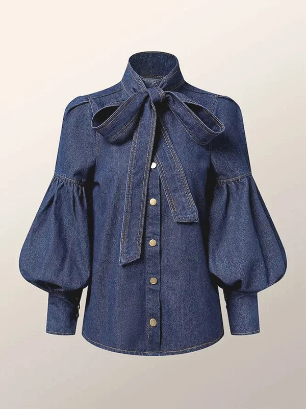 Levoire | Top En Denim Bouffant Denim bleu
