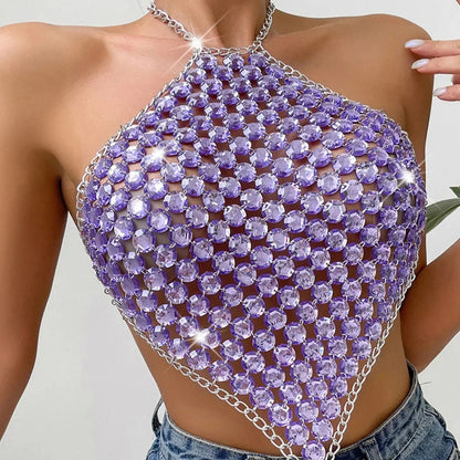 Levoire | Métallique Strass Y2K Lilas Haut Court