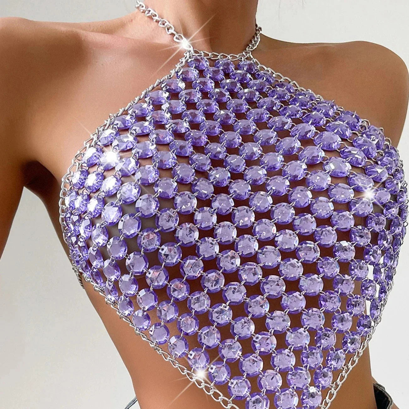 Levoire | Métallique Strass Y2K Lilas Haut Court