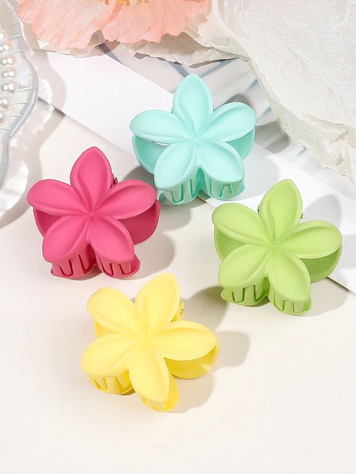 Levoire | De 4 Barrettes Fleurs Hawaïennes Roses Pour Femmes Style A