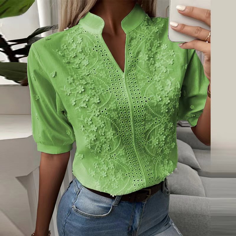 Levoire | Chemise Élégante À Manches Courtes Vert