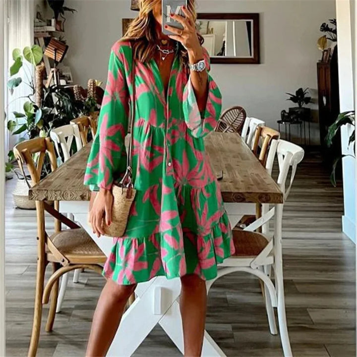 Levoire | Robe Avec Manches Amples Longueur Moyenne Vert