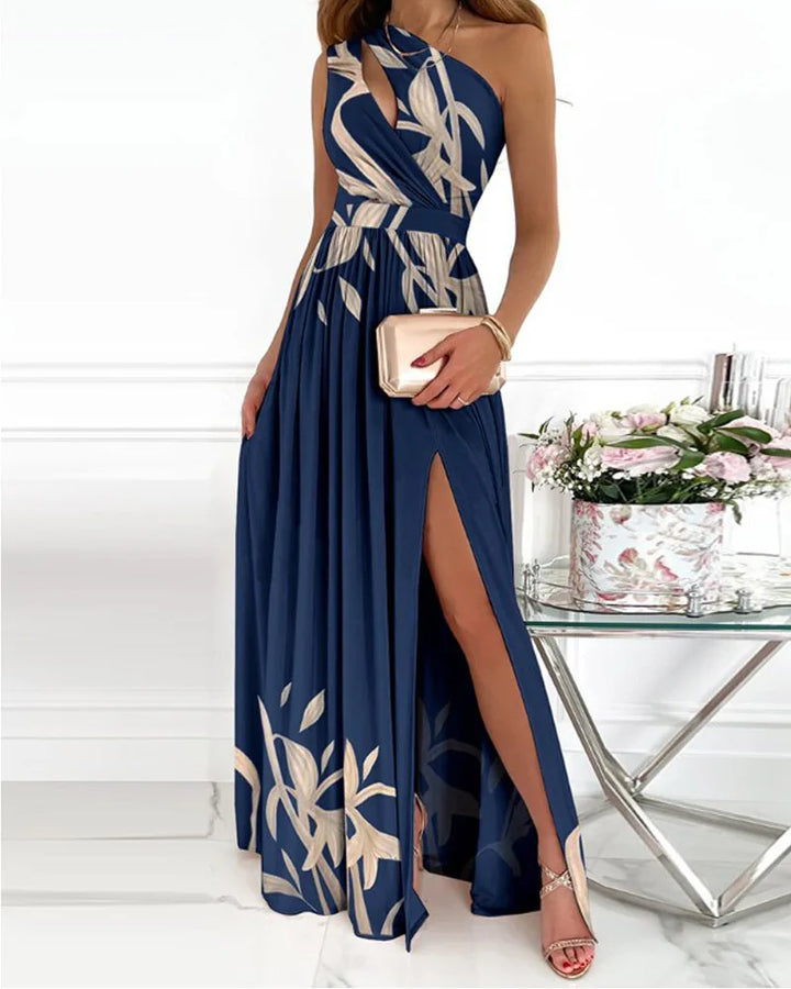 Levoire | Robe Maxi Élégante À Coupe Asymétrique Bleu