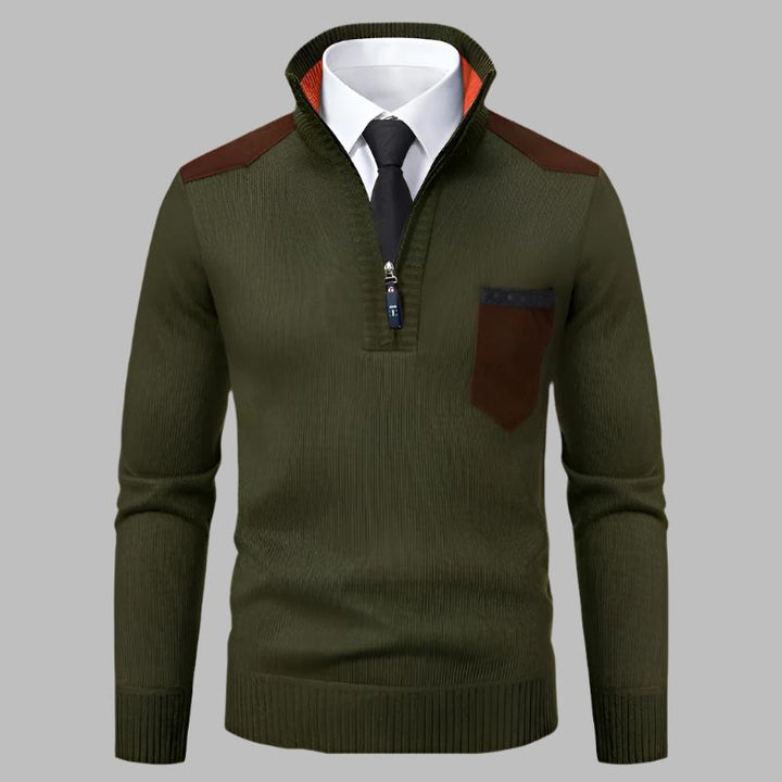 Levoire | Pull Décontracté Avec Fermeture Éclair Pour Un Look Sportif Vert olive