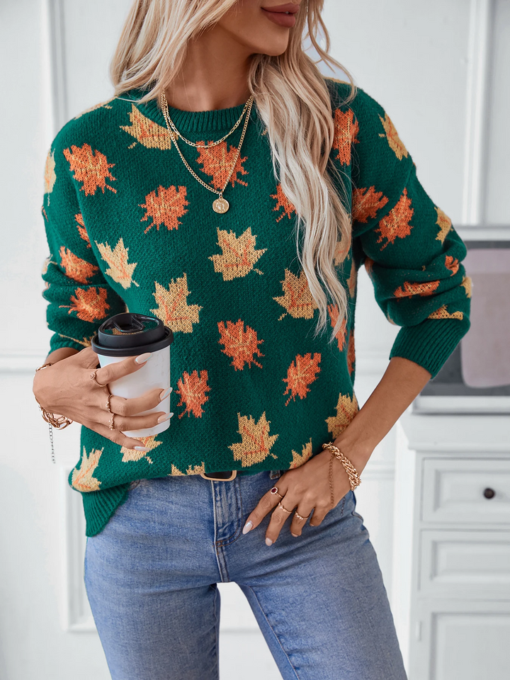 Levoire | Pull En Jacquard De Feuille D'Érable D'Automne