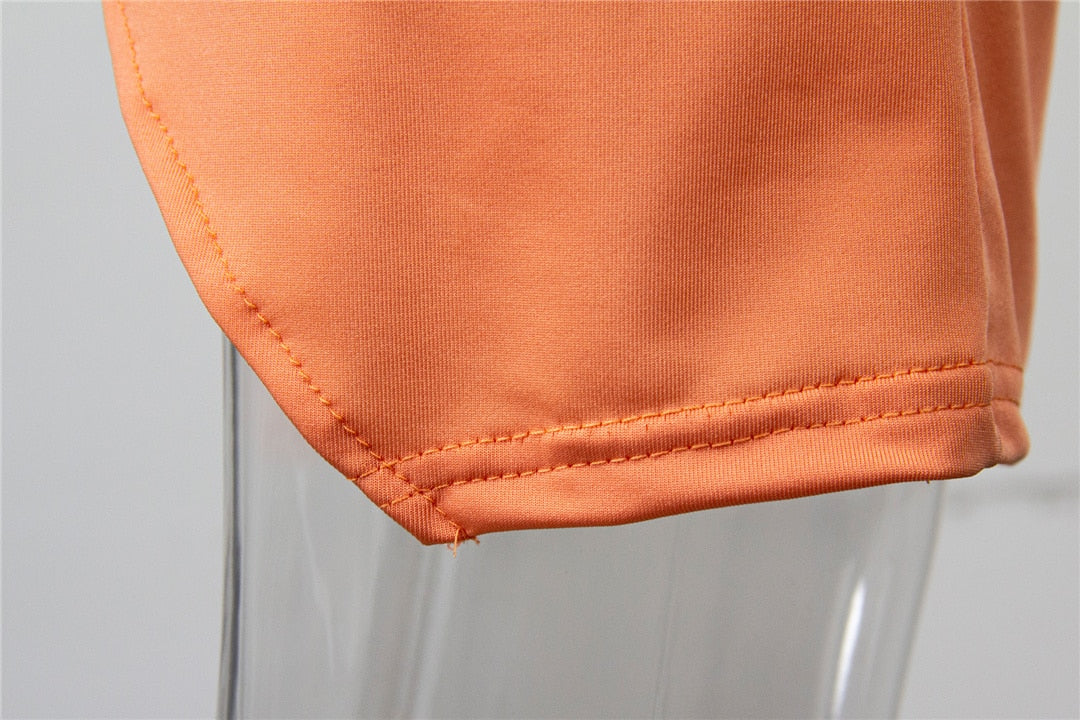Levoire | Orange Round Neck Dress With Slit Mini Dress