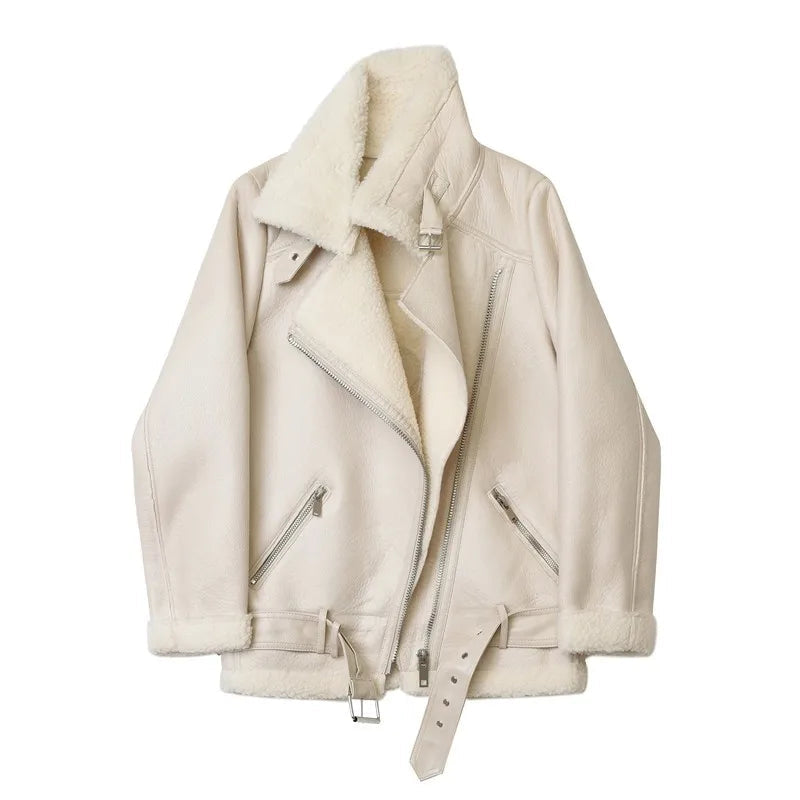 Levoire | Veste De Moto En Cuir Pour Femmes Blanc