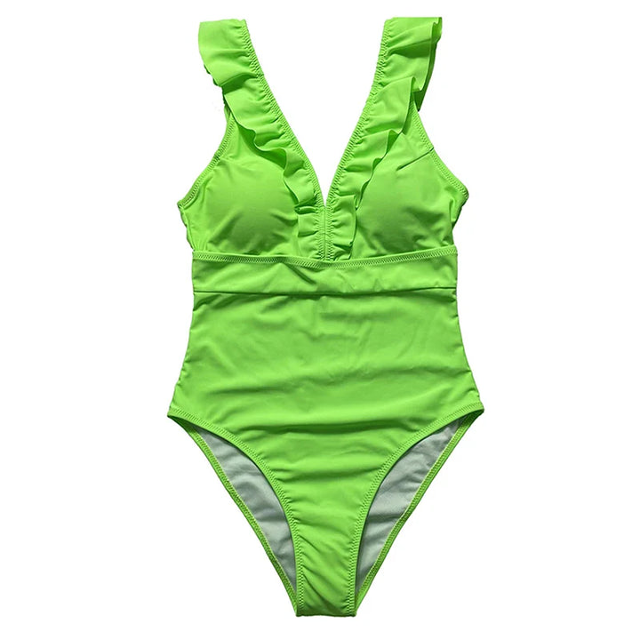 Levoire | Maillot Sexy Une-Pièce Femme Jaune-Vert