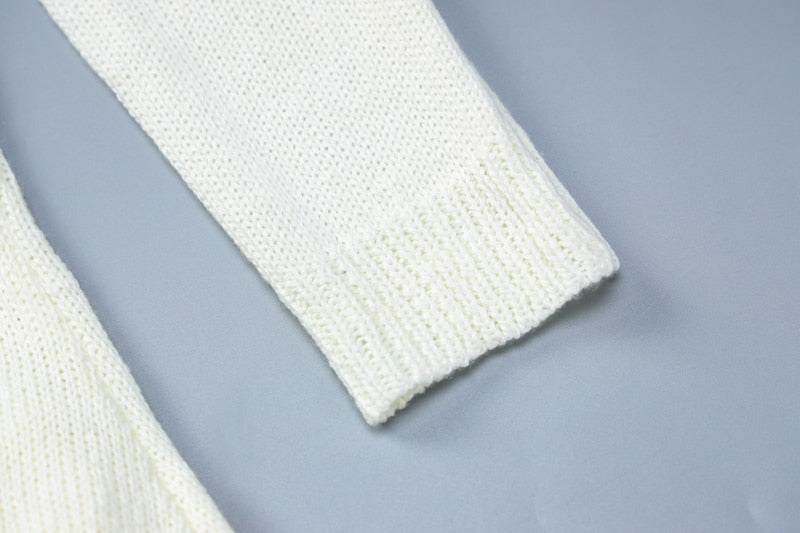 Levoire | Robe Maxi Dénudée À Franges En Tricot À Manches Longues