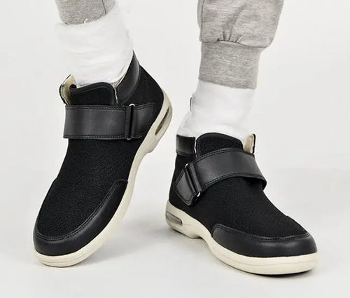 Levoire | Confortable Chaussure Large Pour Les Pieds Enflés Avec Fermeture Velcro Pour Hommes