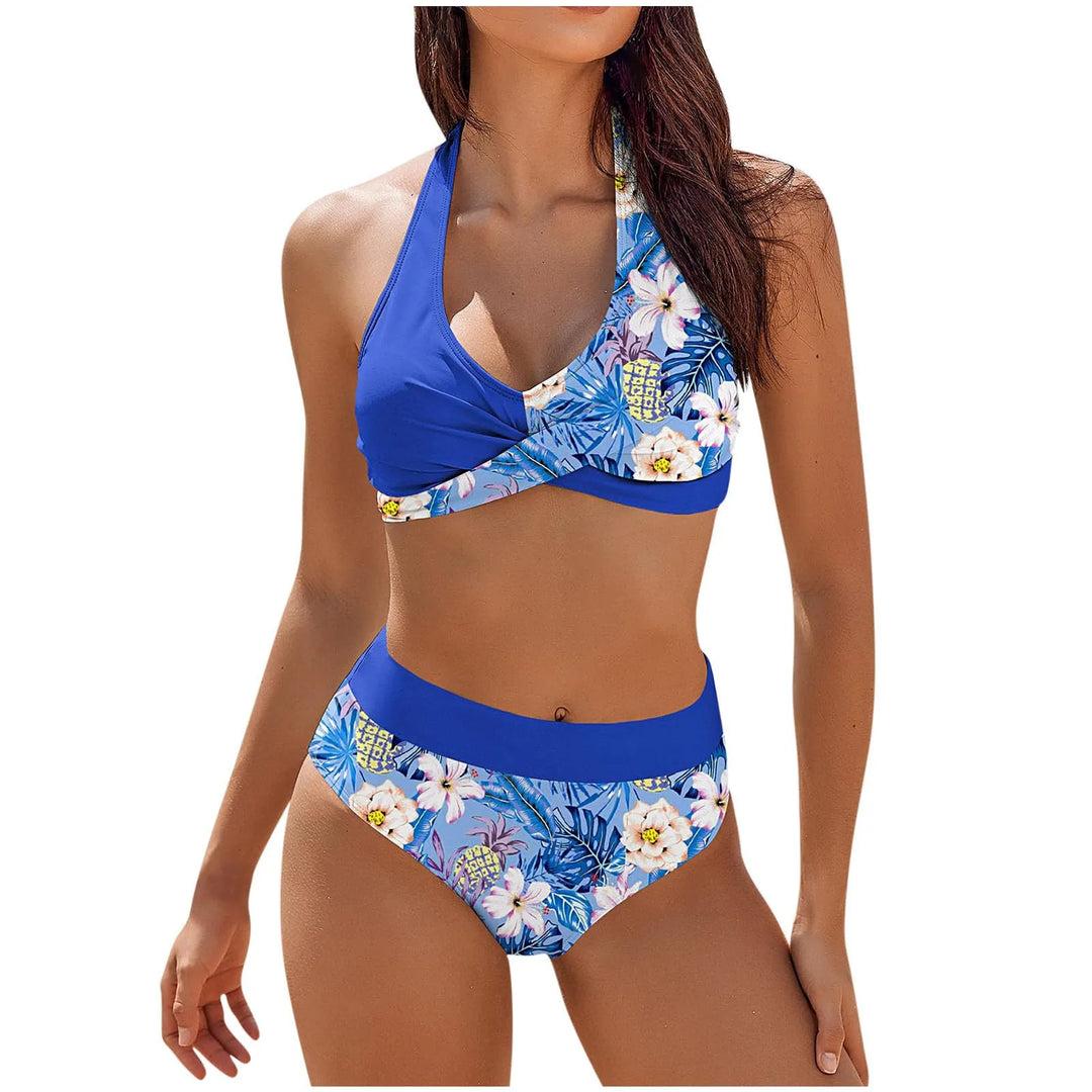 Levoire | Bikini Femme Floral Deux Pièces Bleu
