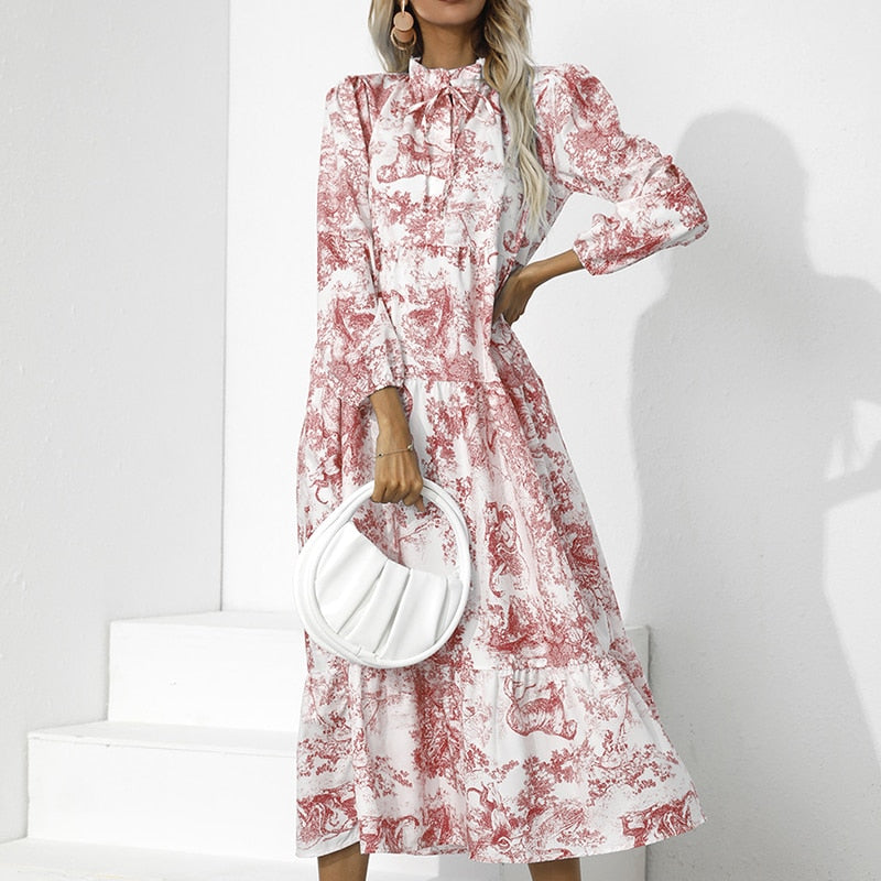 Levoire | Robe Imprimé Floral Automne Rouge