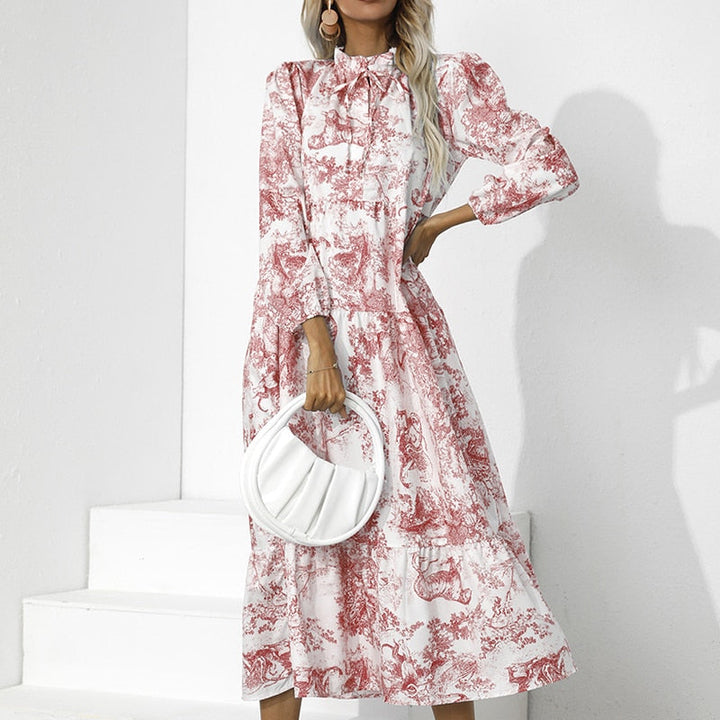Levoire | Robe Imprimé Floral Automne Rouge