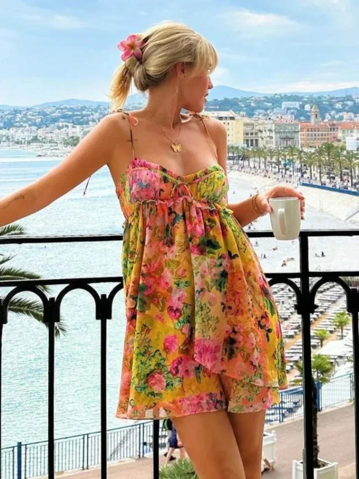 Levoire | Envoûtante robe courte chiffon Jaune