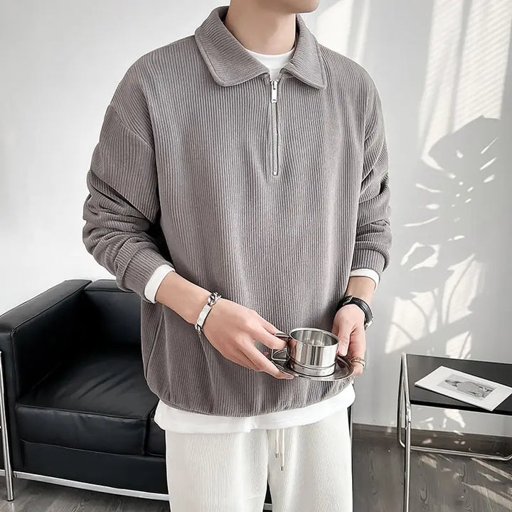 Levoire | Pull Décontracté Pour Hommes Avec Fermeture Éclair Pour Un Usage Quotidien Gris