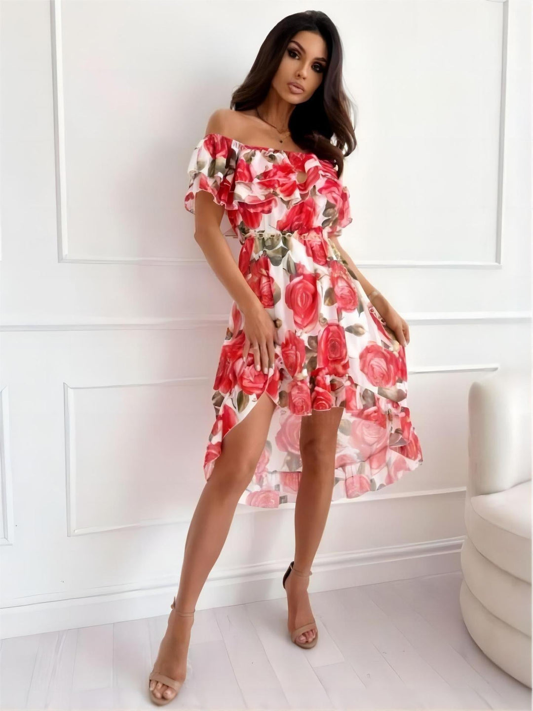 Levoire | Robe Epaules Nues Flatteur Et Leger Rouge/Blanc Femmes Rouge