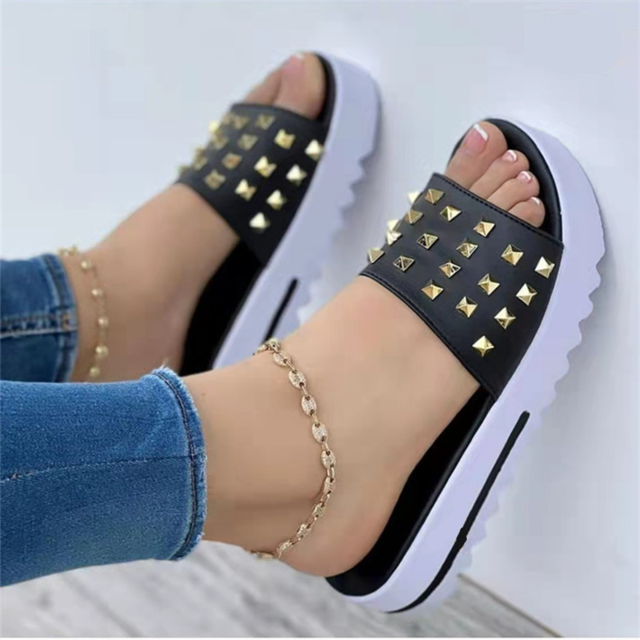 Levoire | De Rivets Pantoufles De Plage Noir