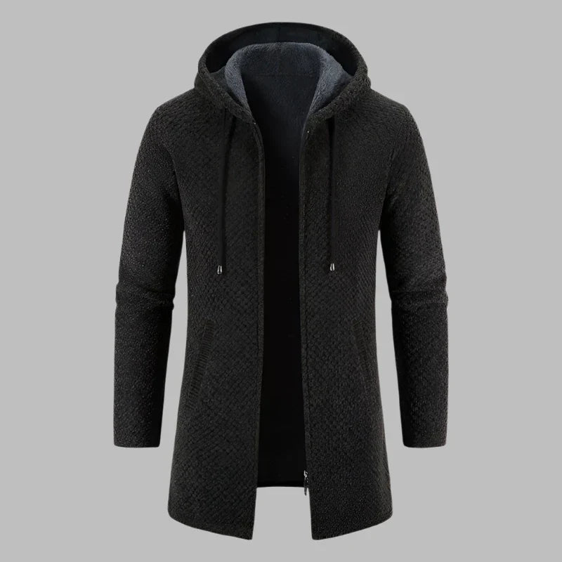 Levoire | Pull À Capuche Pour Hommes Avec Coupe Longue Et Fermeture Éclair Vert