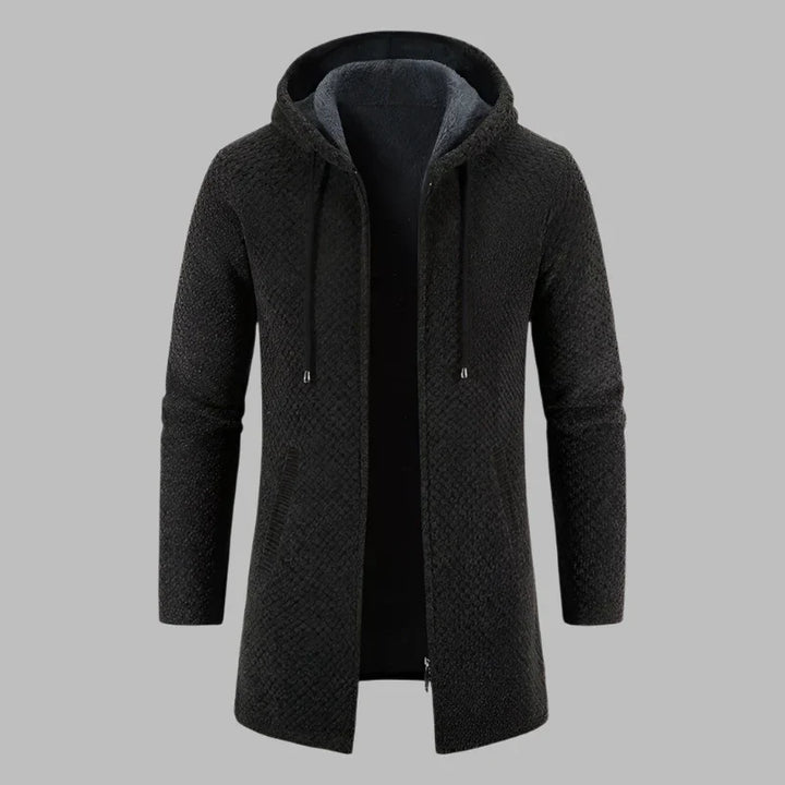 Levoire | Pull À Capuche Pour Hommes Avec Coupe Longue Et Fermeture Éclair Vert