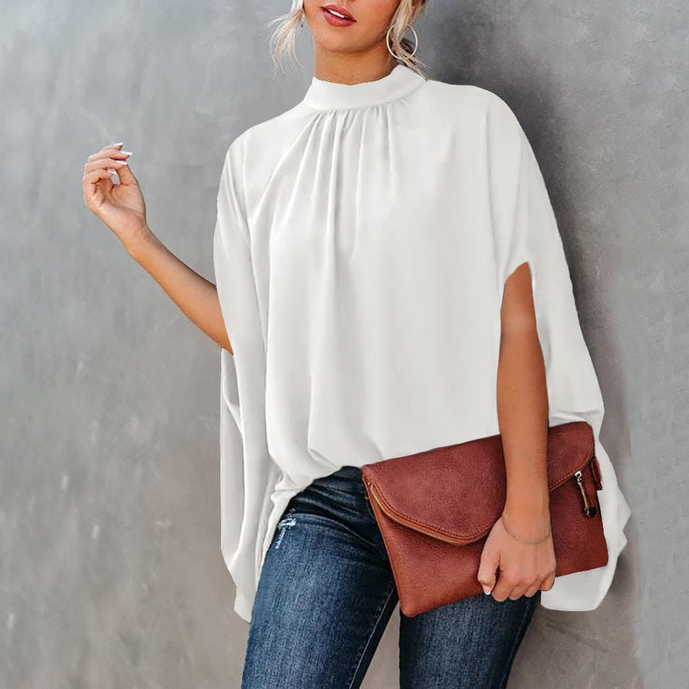 Levoire | Chemisier Ample Avec Manches Chauve-Souris Pour L'Été Mode Décontractée Streetwear Top Blanc