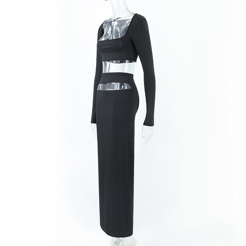 Levoire | Haut À Col Carré Et Jupe Maxi Ensemble