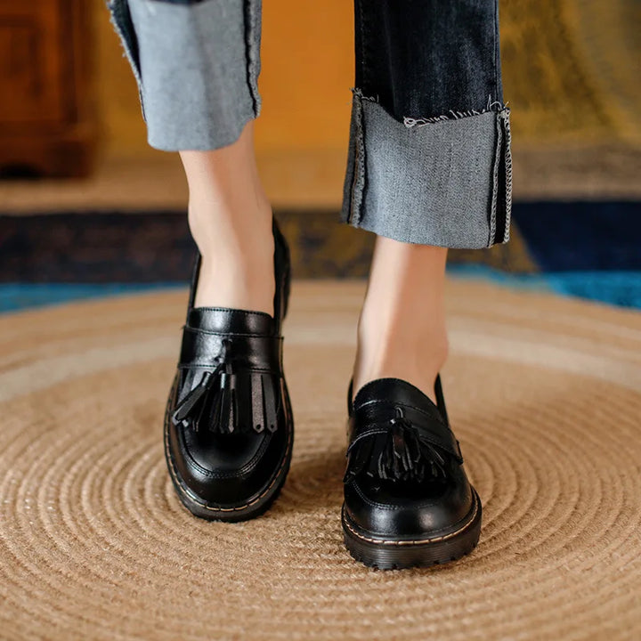 Levoire | Premium Cuir Oxford Bureau Femme Élégants Loafers Noir