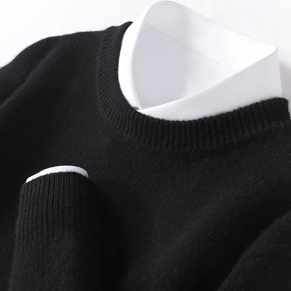 Levoire | Pull Homme Avec Un Design De Col Double Contemporain, Idéal Pour Les Occasions Décontractées Et Formelles Noir
