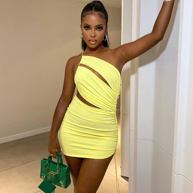 Levoire | Robe Mini À Dos Creux Jaune
