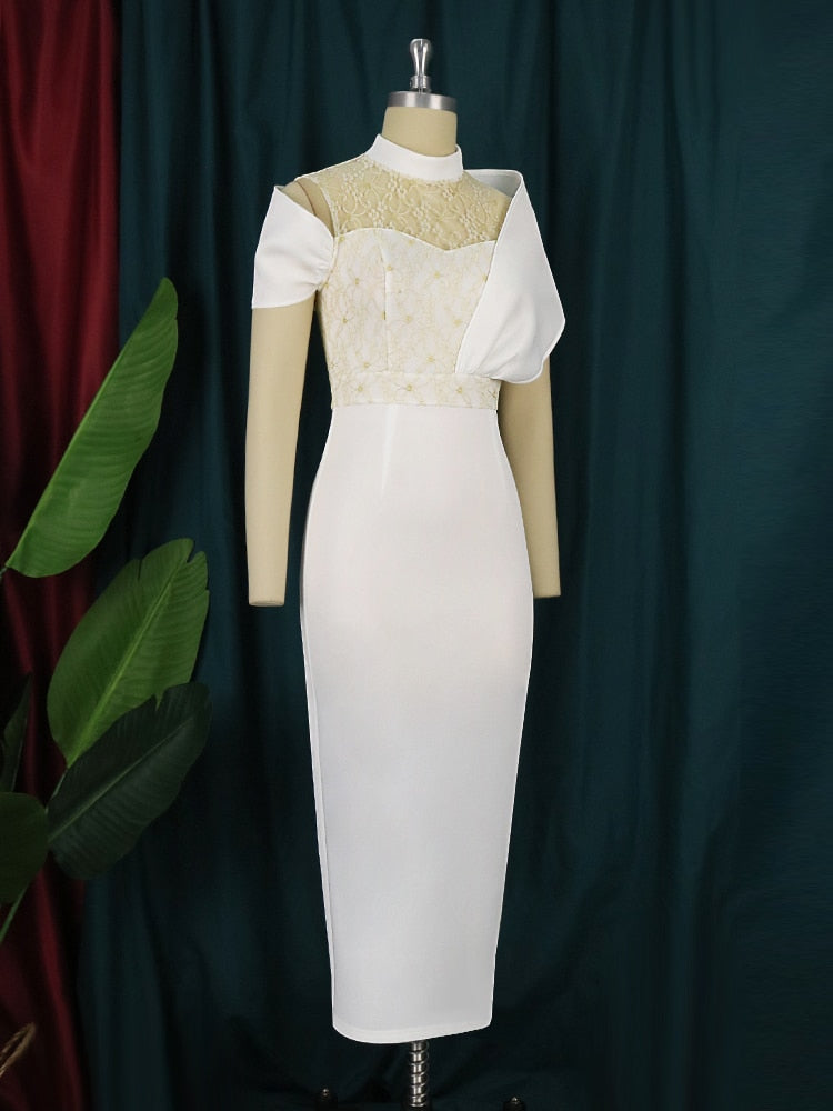 Levoire | Off-Shoulder Épaules-Lace Resirkulert Midi Robes