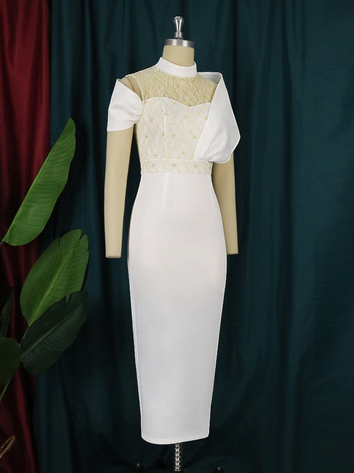 Levoire | Off-Shoulder Épaules-Lace Resirkulert Midi Robes