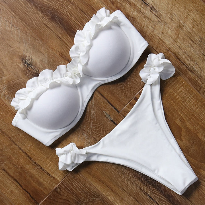 Levoire | Maillot De Bain Deux Pièces Avec Décolleté Élevé Blanc