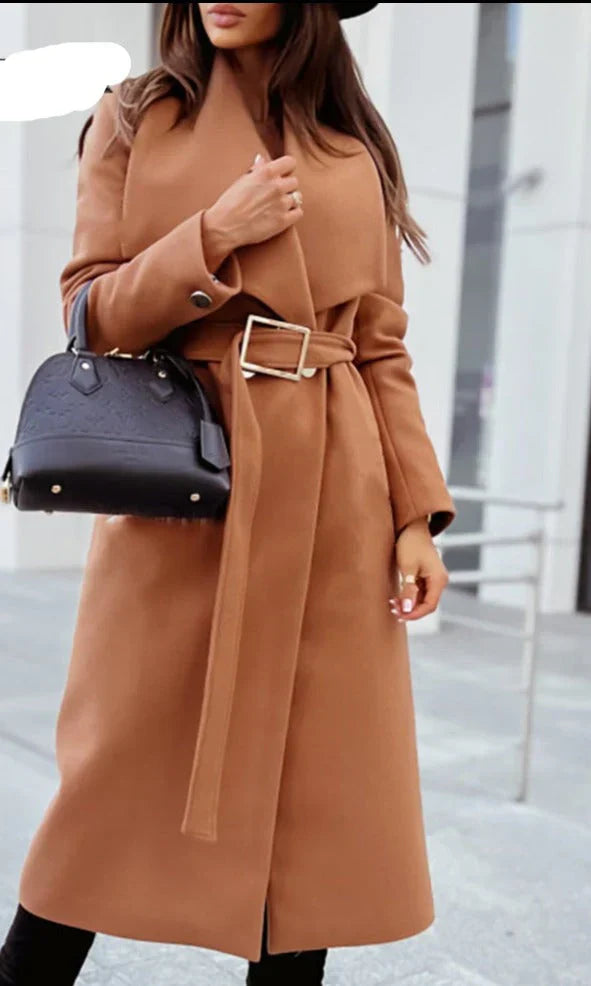 Levoire | Manteau En Laine Élégant Avec Ceinture kamel