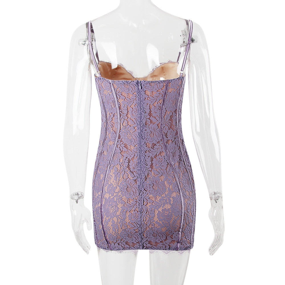 Levoire | Robe Mini Sans Manches Lilas Blondes Dos Nu