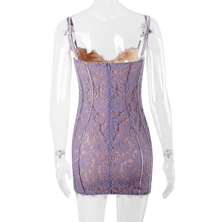 Levoire | Robe Mini Sans Manches Lilas Blondes Dos Nu