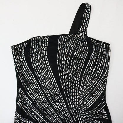 Levoire | Cristal Épaule Haut Fente Latérale Maxi Robes