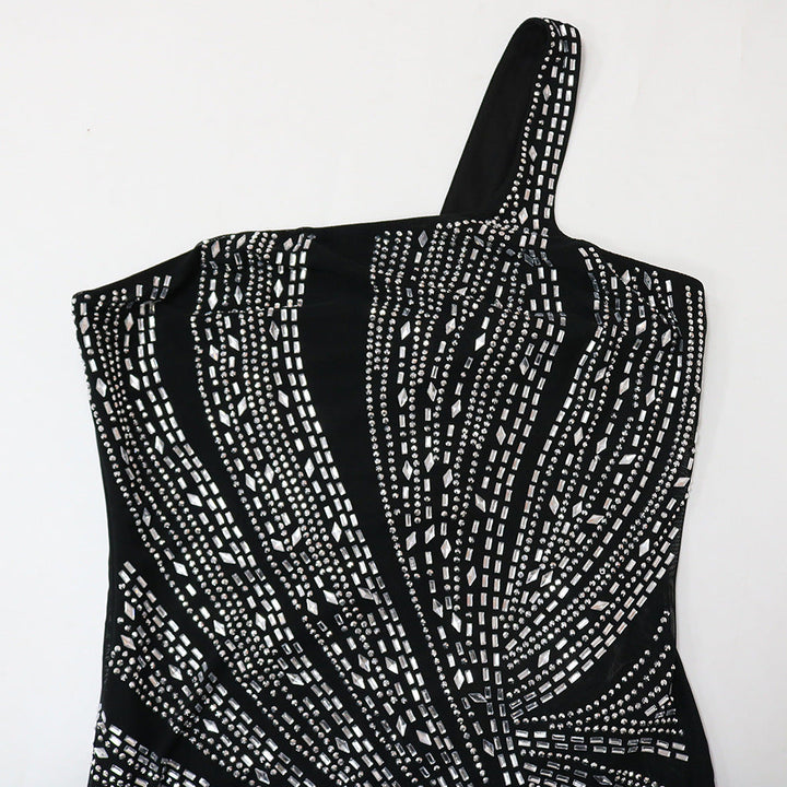 Levoire | Cristal Épaule Haut Fente Latérale Maxi Robes