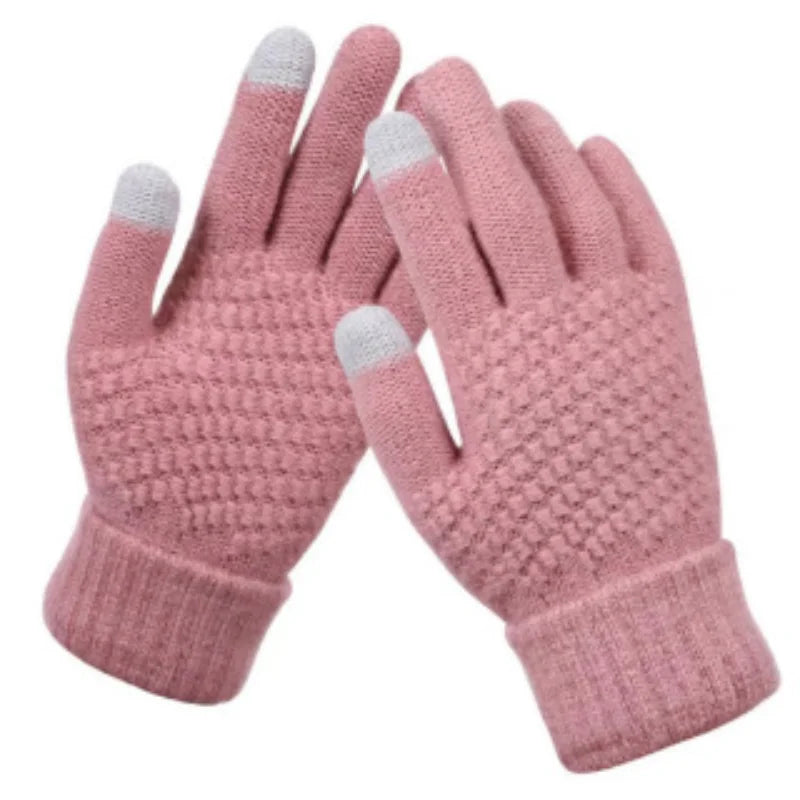 Levoire | Gants D'Hiver Pour Femmes Avec Écran Tactile Rose Tricotée