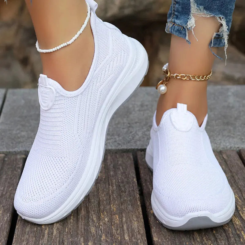 Levoire | Baskets Femme Slip-On Respirantes Blanc