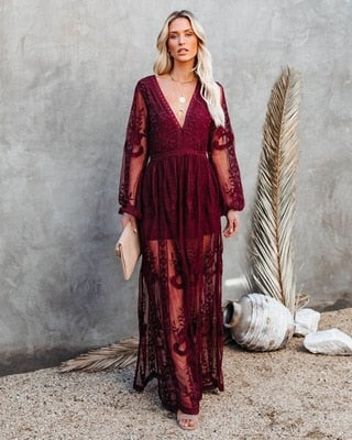 Levoire | Robe Maxi Longue Avec Fente bordeaux