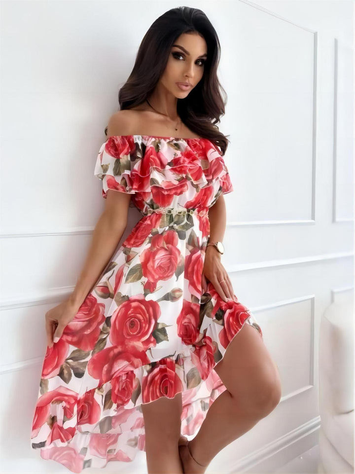 Levoire | Robe Epaules Nues Flatteur Et Leger Rouge/Blanc Femmes